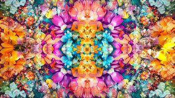 A colorful flower pattern with a kaleidoscope effect photo