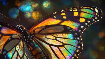 A butterfly with colorful wings is shown photo