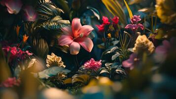 A beautiful flower is in the middle of a jungle photo