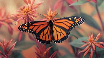 A monarch butterfly is sitting on a flower photo