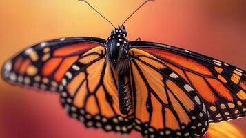 A monarch butterfly is sitting on a flower photo