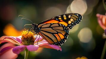 A monarch butterfly is sitting on a flower photo