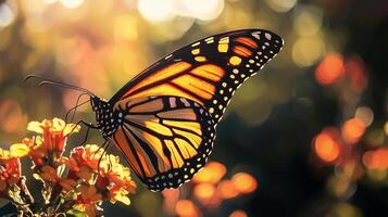 A monarch butterfly is sitting on a flower photo