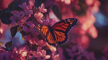 A butterfly is sitting on a flower photo