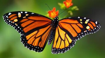 A monarch butterfly is sitting on a flower photo