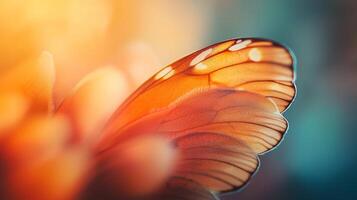 A close up of a butterfly wing with a blurred background photo