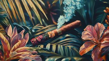 A painting of a cigar in the jungle photo