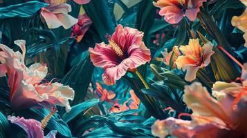 A painting of flowers in a field photo