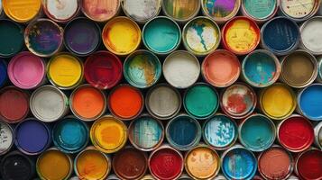un grande colección de pintar latas foto