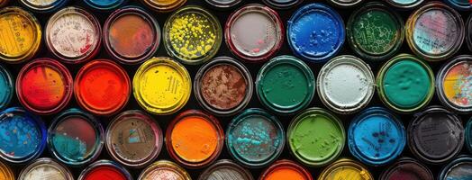 un grande colección de pintar latas foto