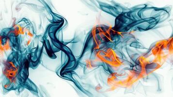 Abstract smoke and fire on white background photo