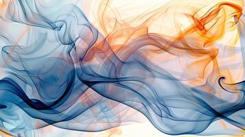 Abstract background with orange and blue smoke photo