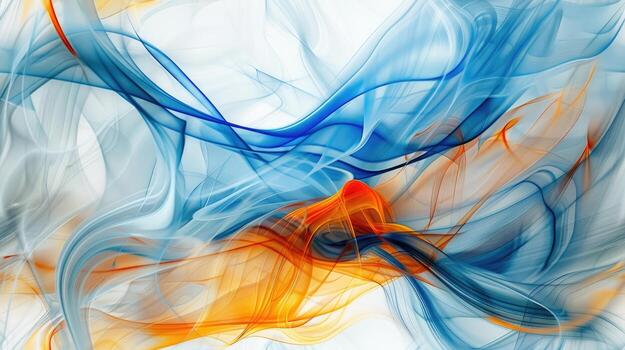 Abstract blue and orange swirls on a white background photo