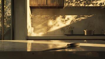 A kitchen with a counter and a knife on it photo