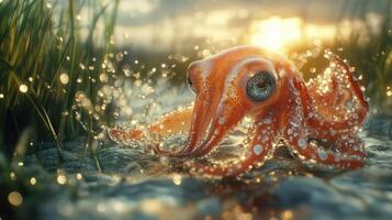 A close-up view of a squid in its natural habitat photo