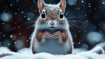 Squirrel with Heart in Snow photo