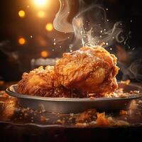Fried Chicken Pieces Drizzled with Honey photo