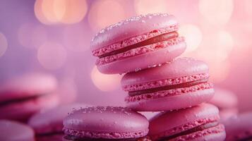 Pink Macarons on top of each other photo