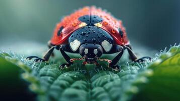 A close-up of a ladybug on a leaf photo