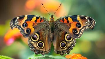 A colorful butterfly with large wings and long antennae photo