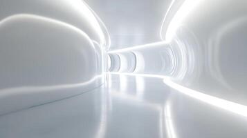 A white tunnel with a light shining down on it photo