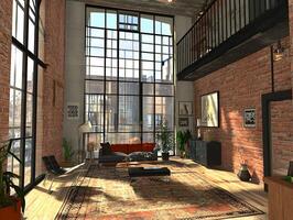 A living room with a couch, a table, and a window photo