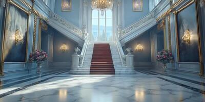 A fancy staircase in a fancy palace photo