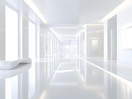White hallway with white floor and white walls photo