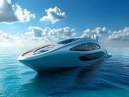 A boat floating in the ocean photo