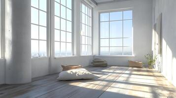 A room with large windows and a large floor photo