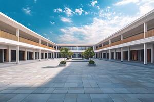 A courtyard with a tree in the middle photo