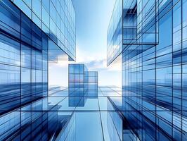 Modern skyscraper with blue sky and clouds photo