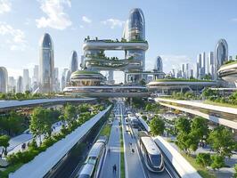 A futuristic city with a futuristic architecture photo