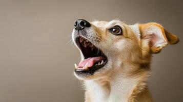 A dog with its mouth open and its mouth open photo