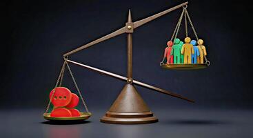 A scale with a red apple and a red apple on it photo