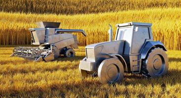 Stylized Silhouettes of Farm Machinery Tractor Combine Harvester Represented in Strong Geometric Shapes photo