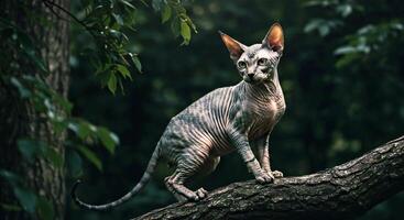 A sphycat is standing on a tree branch photo