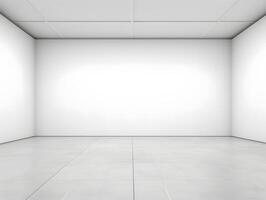 Empty white room with white walls and floor photo