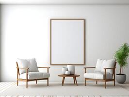 White living room with two chairs and a table photo