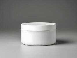 White container with lid on a gray surface photo