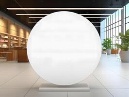 A large white egg in a lobby with plants photo