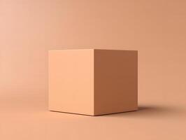 3d render of a cube on a beige background photo