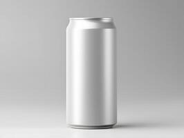 Aluminum can mockup with isolated gray background photo