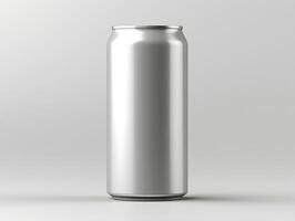 3D rendered aluminum can mockup with high detail and texture effects. photo