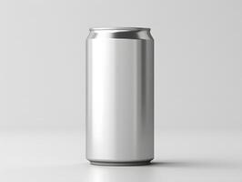 Aluminum can mockup with artistic label customization photo