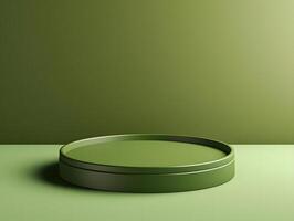 Green round container on a green background photo