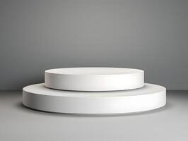White pedestal podium with gray background 3d render photo