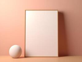 A blank white frame with an egg next to it photo
