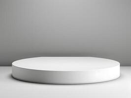 White round pedestal on a white background photo