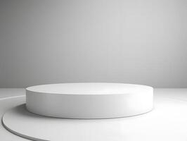 3d rendering of a white podium on a white background photo